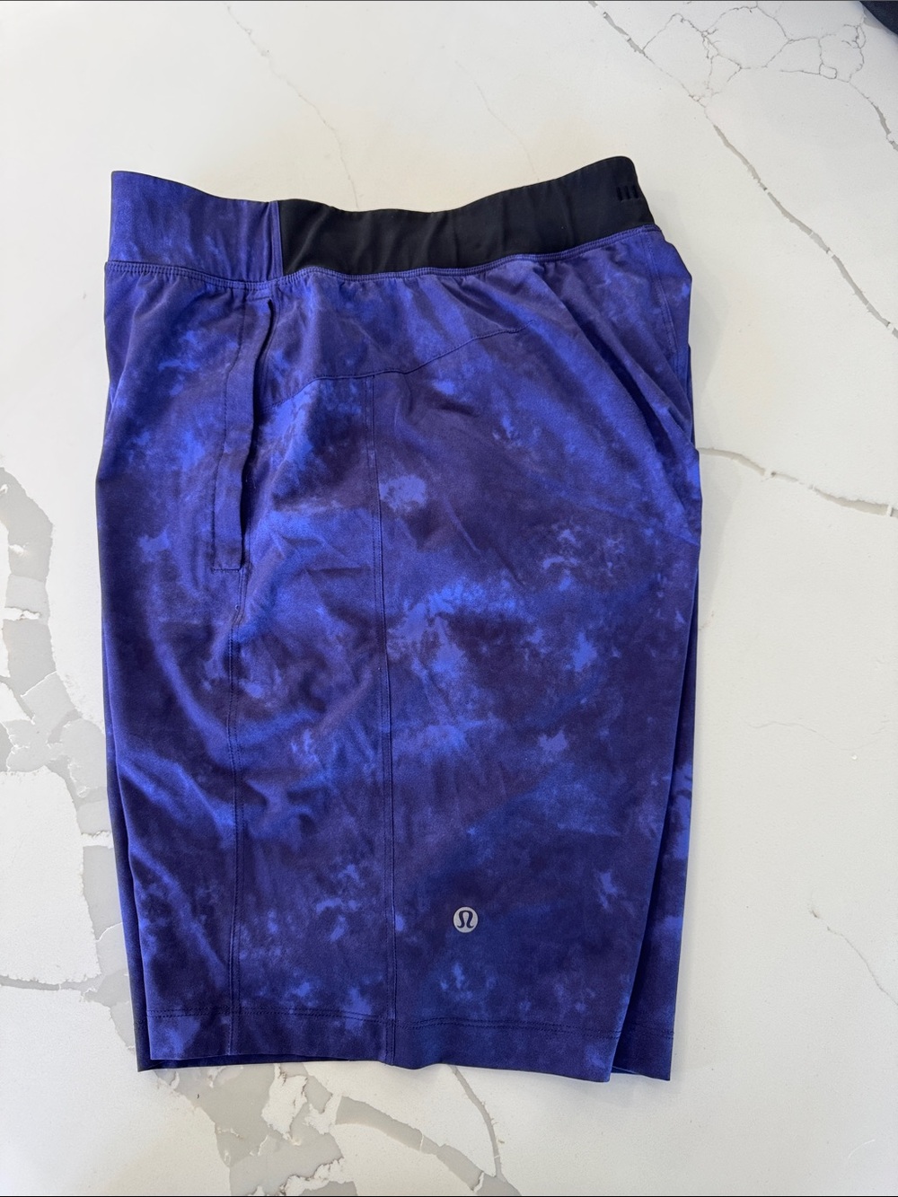 lululemon athletica Men's Athletic Shorts - Purple Tie-Dye with Black Waistband